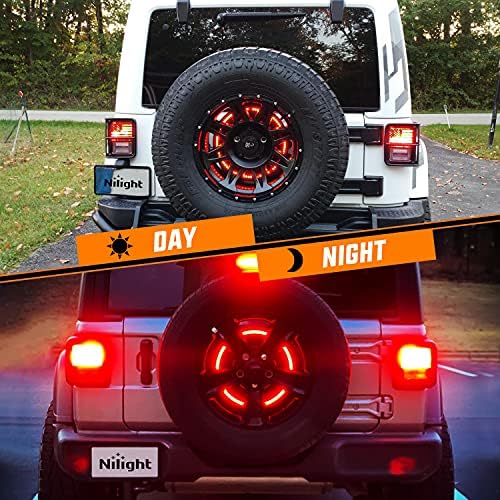 Nilight LED Spare Tire 3rd Brake Light for Jeep Wrangler