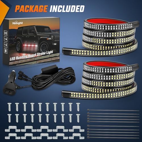 Nilight 2PCS 70 Inch Running Board LED Lights Strip Red White for Truck