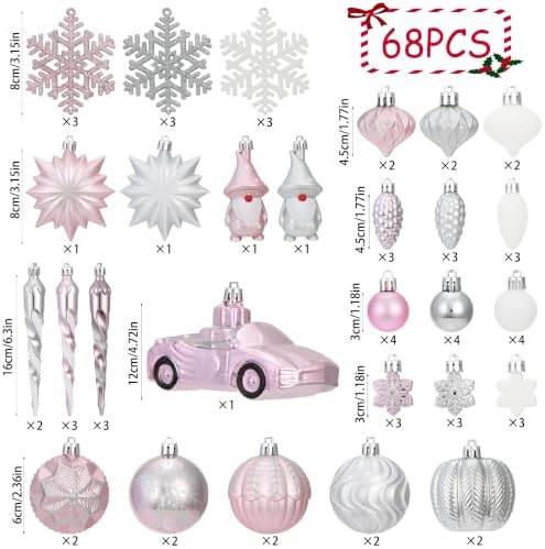 Pink and Silver Fall Christmas Ornaments for Tree Thanksgiving Decorations - Image 3