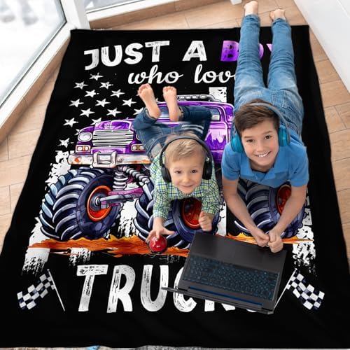Boys Blanket for Kids Truck Lovers - 30x40 Inches Cute Truck Throw Blanket Gifts - Black Soft Fuzzy Car Blankets for Lap Couch Bed Travel - Image 6
