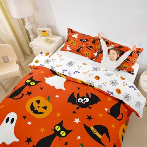Feelyou Halloween Ghost Pumpkin Bedding Set Twin Size Adults - Image 5