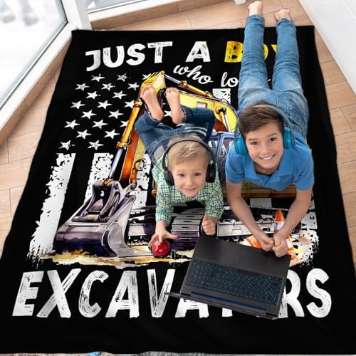 Excavator Gifts for Kids Boys, Cute Car Throw Blanket for Construction Truck Lovers, 30x40 Inches Just A Boy Who Loves Excavators Blankets for Lap Sofa Couch Travel - Image 6