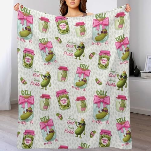 Socira Funny Dill Pickle Blanket Throw Blanket Funny Dill Pickle Gifts for Women Men Soft Sofa Throws for Travel Camping Bed Home Decor Car Birthday Gift 50"*60"（130 * 150cm） - Image 2