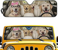 Renewold Funny Labrador Retriever Car Front Window Shade Automotive Windshield Sunshade for Jeep Wrangler JKU JL 1997-2023 2/4 Door Gladiator JT 2020-2023 Block Heat Sunlight UV Sun Shield Sun Visor