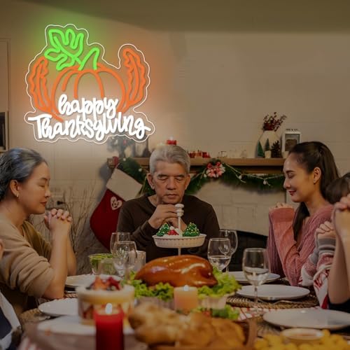 Happy Thanksgiving Neon Sign for Thanksgiving Decoration Pumpkin Neon Sign Happy Thanksgiving Light for Door Wall Art Window Home Party - Image 3