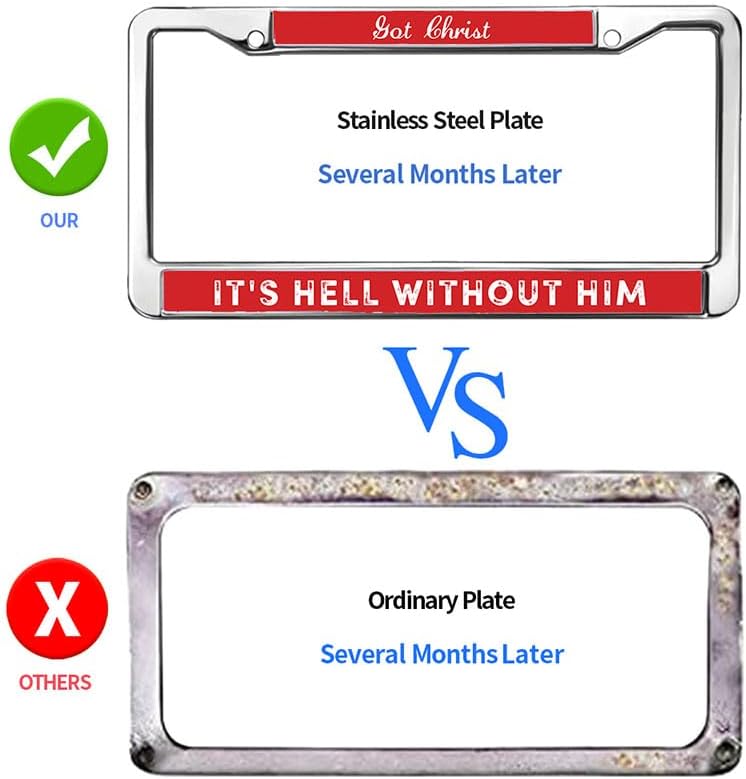 Without Jesus is The Hell License Plate Frame Religious God is Faithful Two-Hole License Plate Frame Jesus Saves License Plate Frame for Thanksgiving with Chrome Screw Caps