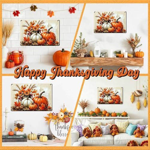 Fall Sign Happy Thanksgiving Decor Pumpkin Vintage Tin Sign 8x12Inch - Image 4