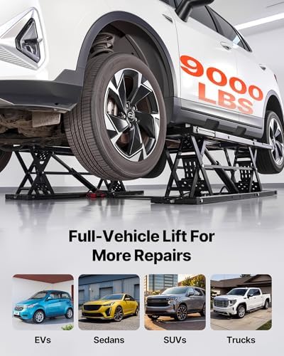 VEVOR Portable Car Lift, 9000 lbs Capacity, Heavy Duty Steel Truck Lift with 28" Max Height, 120V Power Unit, Wheels, 4 Rubber Pads & 4 Lifting Columns for Cars, SUVs, Trucks, Home Garage or Shop Use - Image 2