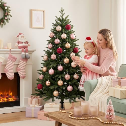 DecorbyHannah 12ct Pink Gold Christmas Ornaments Tree Decorations 2.36Inch - Image 6