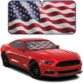 Motor Trend USA Americana Flag Car Windshield Sun Shade for Front Window, Foldable Car Sun Shade with Patriotic Graphic, Collapsible Sun Visor Sunshade for Cars Windshield (Medium 65" x 33")