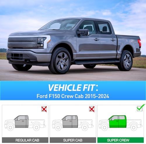 Nilight Tape-On Window Visors for Ford F-150 SuperCrew 2015-2020, 4PCS