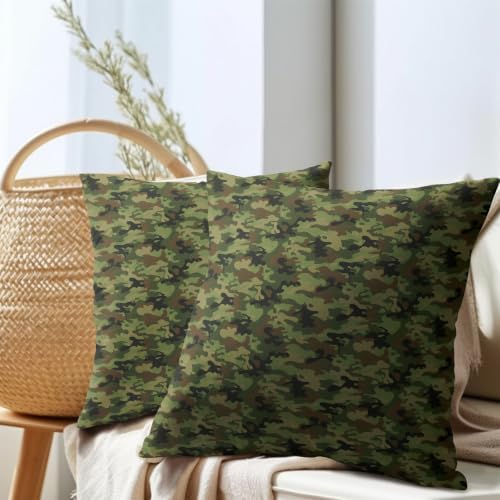 Sweetshow Military Camouflage Pillow Covers Set of 2 Linen 20x20 Inches - Image 7