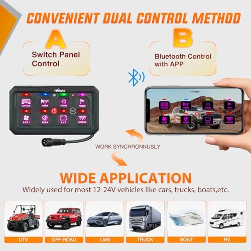 Nilight 8 Gang Switch Panel APP RGB 12V 24V Circuit Control System 4-Mode