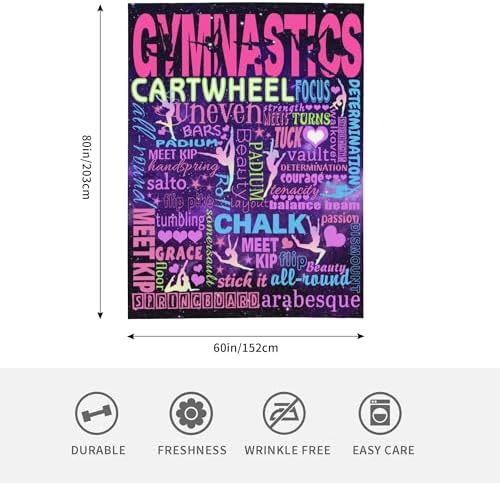 Gymnastics Blanket, Gymnast Gifts for Girls Gymnastics Lovers Teens Women Kids Birthday Soft Flannel Fleece Warm Cozy Throw Blanket for Sofa Bed Home Decor 80"X60" - Image 4