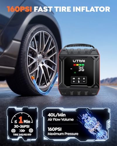 UTRAI 8000A Jump Starter with Air Compressor 160PSI for All Gas/12L Diesel - Image 3
