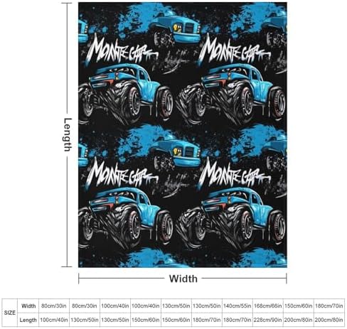 Monster Truck car Throw Blanket Flannel Fleece Autumn Lightweight Soft Fuzzy Cozy Blanket for Couch Bed Fall Decor Travel Blankets Holiday Kids Adult 80"x60" - Image 6