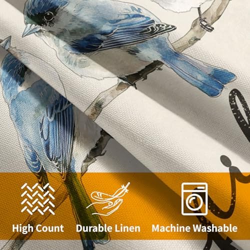 Sweet Home Blue Bird Family Pillow Covers 12x12 Inches Watercolor Throw Pillow Case Set of 2 Spring Summer Pillows Cotton Linen Cushion Cover for Home Couch Sofa Livingroom - Image 4