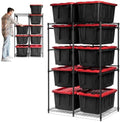 CleverMade 27 Gallon Tote Storage Rack, 10-Bin Double Tower, 500 lb, Black by CleverMade