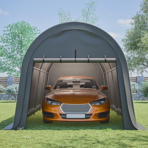 KEIKI 10x20 FT Carport Canopy, Anti-Snow Heavy Duty Portable Garage Canopy with Steel Frame & Vented Roof, Waterproof Outdoor Storage Shed for Vehicle, Boat, Gray by KEIKI