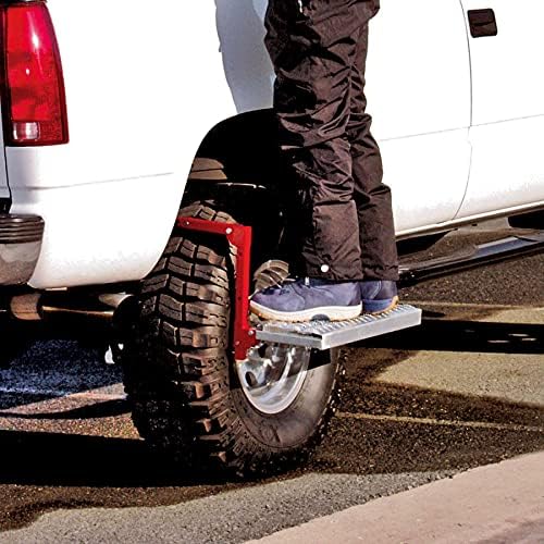 Powerbuilt Tire Step for Truck, SUV, Semi, Heavy Duty 300 lb. Capacity, Non-Slip ‘Cheese Grater’ Steel Surface, Adjusts to Fit Any Diameter Tire Up to 13 in. Wide, Folds Flat for Storage – 647596EC - Image 4