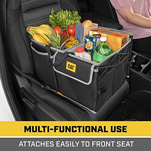 CAT® FlexTrunk Car Trunk Organizer and Storage - Collapsible Multi-Compartment Automotive Adjustable Multiple Pocket Expandable Sturdy Multipurpose Folding Cargo Store for Auto Backseat