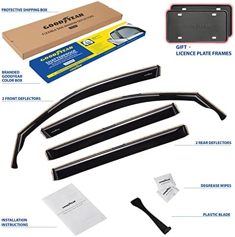 Goodyear Shatterproof in-Channel Window Deflectors for Volkswagen Tiguan 2018-2024, Rain Guards, Window Visors for Cars, Vent Deflector, Car Accessories, 4 pcs - GY003448LP