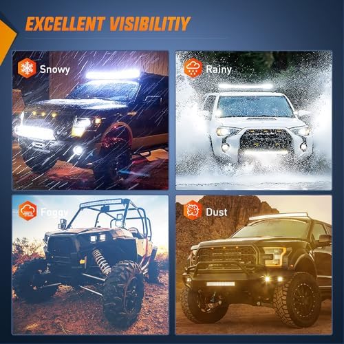 Nilight 52Inch 300W Curved Spot Flood Combo Led Light Bar Off Road Driving Boat Fog Lights 12V On/Off 5 Pin Rocker Switch Power 12AWG Wiring Harness Kit-1 Lead for Trucks