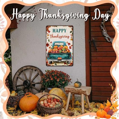 Fall Sign Pumpkin Car Vintage Tin Sign Happy Thanksgiving 8x12Inch - Image 6