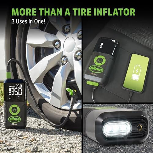 Slime 40089 Cordless 3-in-1 Tire Inflator w/Power Bank & LED Light, Auto Shut-Off, Digital Display & 6 Presets, Flat to Full in 8 Mins, Car, Bike, Motorcycle & More - Image 3
