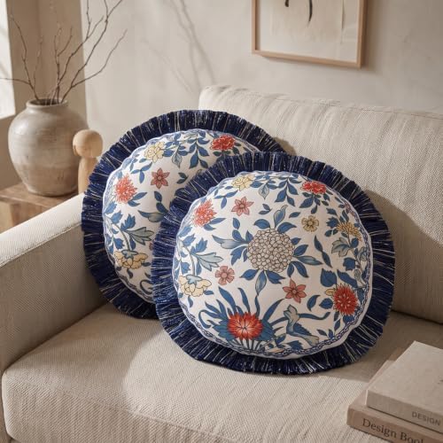 patdrea Designer Vintage Chinoiserie Throw Pillow Cover,Diameter 16" - Image 3
