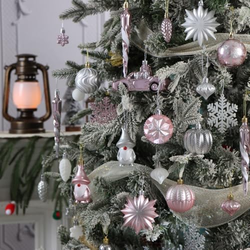 Pink and Silver Fall Christmas Ornaments for Tree Thanksgiving Decorations - Image 2