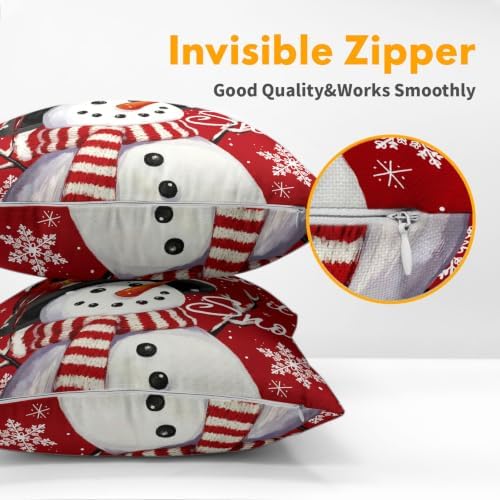 Christmas Snowman Pillow Covers 24x24 Set of 2 Red Highly Absorbent - Image 5