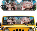 Renewold Car Sun Shade, Windshield Sunshade for Jeep Wrangler JK JKU JL JLU, Block Glare UV Heat Cover, Car Interior Funny Cute Pink Axolotl, Accessories Sun Visor Shield Fit for Jeep Gladiator JT