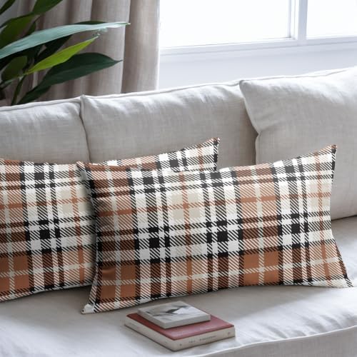 Christmas Plaid Lumber Pillow Covers 12x20 Set of 2 Brown Highly Absorbent - Image 7