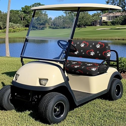 Yewatlles Golf Cart Seat Blanket Cover Universal Cushion Cover for Club Car Summer Anti-Hot Golf Cart Seat Towel Protector 2-Person Cute Paw Heart