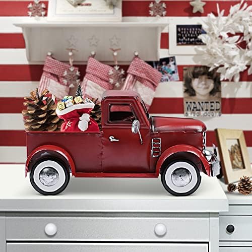 Red Truck Farmhouse Table Decor, Farm Metal Car Tabletop Ornament - Image 4