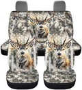 Vintage US Flag Hunting Deer Print Car Seat Covers 4Pcs Front & Rear Breathable Seat Covers Universal Fits for Truck, Sedan, SUV Auto Interior Protector Car Accessories