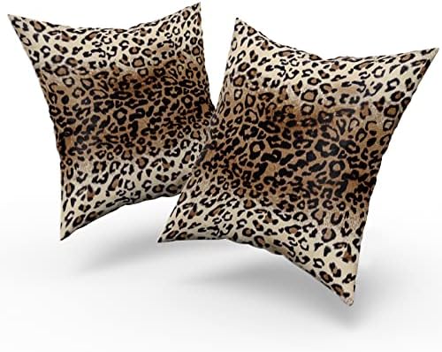 Brown Leopard Pillow Cover 22x22 Inches Cheetah Throw Pillows Set of 2 Soft Cotton Leopard Print Decorative Throw Pillow Covers for Home Couch Sofa Bedroom Livingroom - Image 2