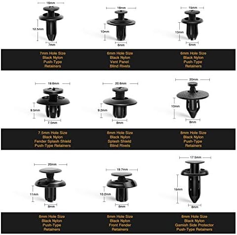 GOOACC 190 Pcs Car Retainer Clips & Fastener Remover - 18 Most Popular Sizes & Applications Auto Push Pin Rivets Set -Door Trim Panel Clips for Toyota, Honda, Nissan, Mazda - Bonus Fastener Remover - Image 2