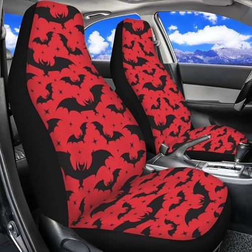 Halloween Bat Car Seat Covers Universal Front Car Seats Breathable Anti-Slip Back Fabric Removable Automotive Accessories Suitable for Cars, SUV and Trucks