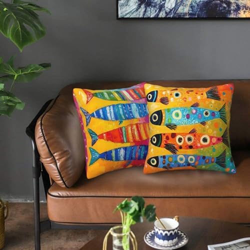 Colorful Fish Beach Throw Pillow Covers 18x18 inch Set of 2 Pillow Case Cushion Cover for Home Sofa Couch Living Room Car Decor - Image 6