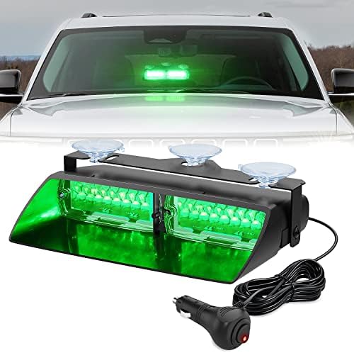 Nilight Green Emergency Strobe Lights Windshield Hazard Warning Safety Flash Light with Suction Cups Super Bright LED Lights for Police Enforcement Firefighters Vehicle Truck