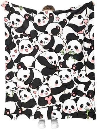 Panda Throw Blanket, Birthday for Girls Kids Teens Women, Soft Cozy Polyester Blanket for Couch Sofa Bed, Decor Throw for Living Room Bedroom, Dorm Travel Nap Blanket,50"x60" by Hohoto
