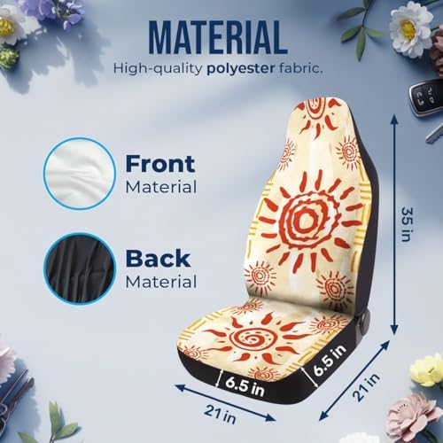 GENANY Celestial Sun Car Seat Covers, 2-Piece Front Seat Set
