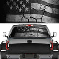 Vintage American Flag Truck Back Window Graphics Decals, Abstract Flag Pictures Universal See Through Rear Window Vinyl Wrap Full Window Decals for Trucks SUV 66 x 22 inch
