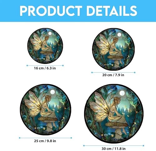 Fairy Mushroom Stained Glass Window Hanging Sun Catcher Halloween Haning Ornament Decoration Christmas Birthday Gifts for Lover and Friends - Image 6