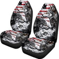 American Flag Front Car Seat Covers Set of 2, Grey Wolf Print Breathable Decorative Seat Protectors, Easy Install Stretch Fit for SUV Sedan Truck