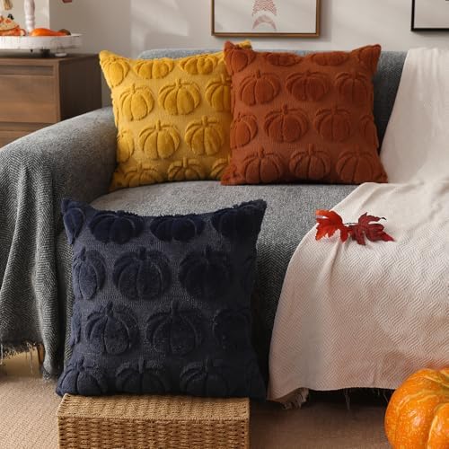 DFXSZ Fall Pillow Covers 22x22 2Pcs Rust Pumpkin Fall Decorations for Home - Image 4