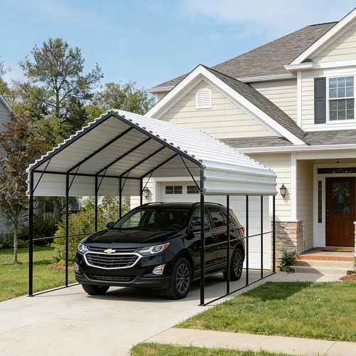 Metal Carport Heavy Duty 12x20ft Outdoor Galvanized Steel Car Port, Vehicle Canopy Garage Shade, Multi-Use Shelter for Car, Boat, Tractors & Outdoor Storage by VOYSIGN