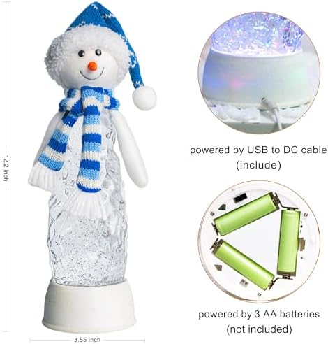 Christmas Snowman Decoration Snow Globe Lantern Indoor Decor Snowman Christmas with Music,6H Timer,USB Lined/Battery Operated Lighted Lantern for Festival Decoration Gifts - Image 5